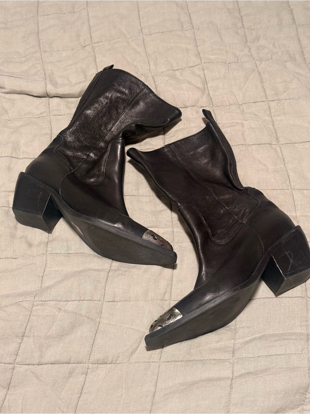 Free People Leather Boot with Silver toe
